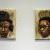 2 Afro Portraits, links handgestickt, Kunsthaar, 30 x 24 cm, 2022 Rechts, handgestickt, Kunsthaar, Blattgold, 30 x 24 cm, 2022
